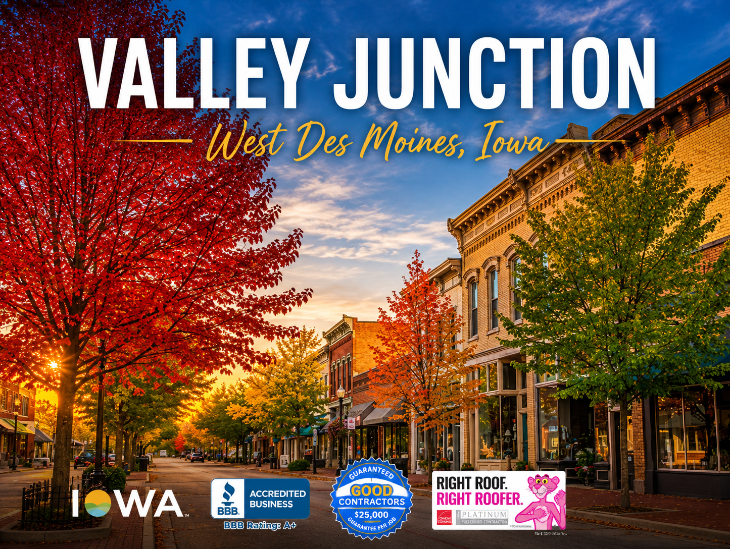 Historic Valley Junction shops on 5th Street in West Des Moines Iowa