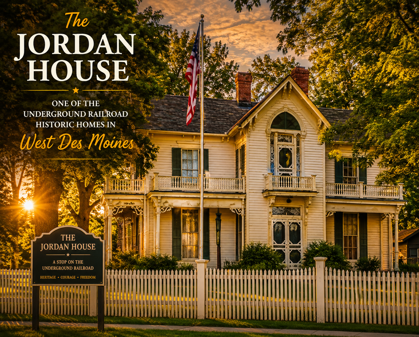 The Jordan House historic Underground Railroad site in West Des Moines Iowa