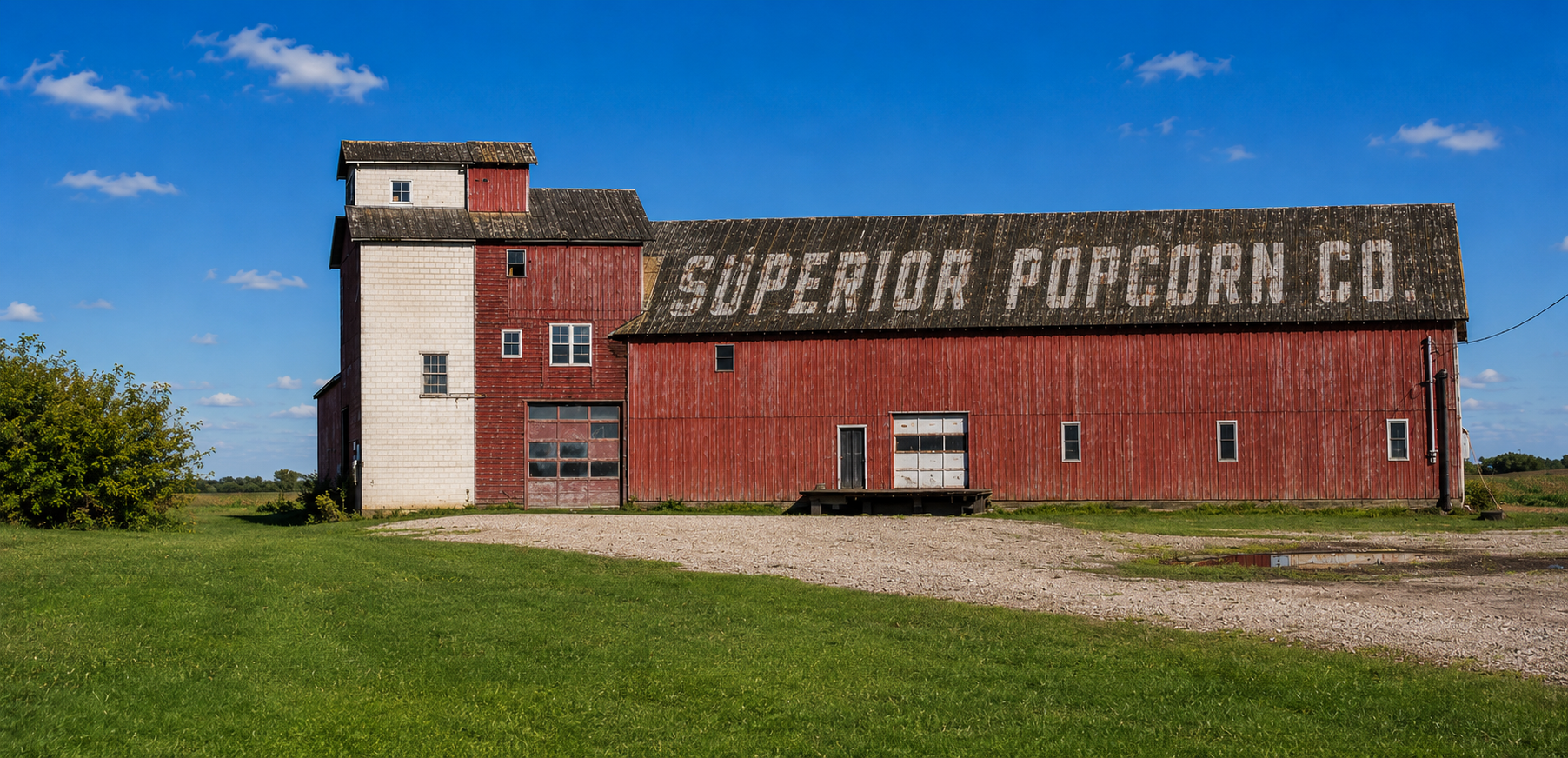 Superior Popcorn Factory historic Waukee Iowa landmark on Highway 6